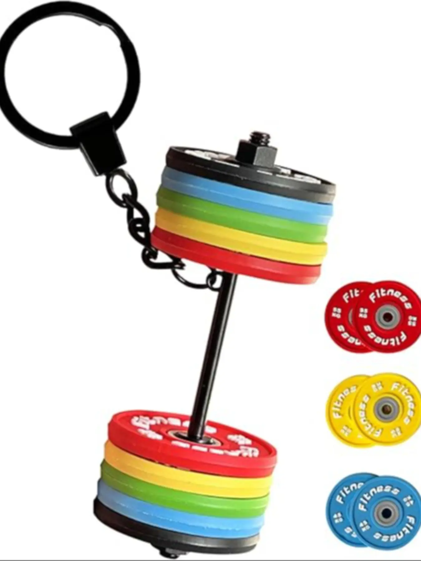 Mini Dumbbell Keychain, Inspirational Keychain, Fitness Weight Plate Keyring, Gym Lover Gift, Portable Bag Charm, Keychain for Bags, Motivational Workout Accessory, Motivational Accessories for Men Women