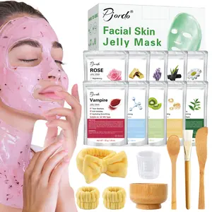 10 Treatments Nourishing Jelly Mask Powder Set with Mixing Bowl and Brush Hydrojelly Facials for Hydrating and Moisturize Skincare Moisture Calming