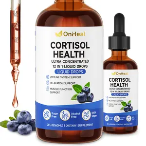 Unisex Cortisol Supplement, 12-in-1 Cortisol Detox & Regulation Formula with Magnesium, L-Theanine & Hormone Balance Drops—Maintain Calmness, Focus, Mental Clarity & Improved Sleep—2 fl oz