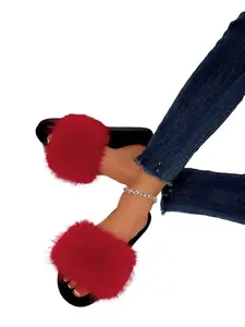 Women's Plush Home Slippers with Comfortable Faux Fur Lining, Elegant Open Toe Design for Indoor Outdoor Wear, Perfect for Family & Casual, House Slippers