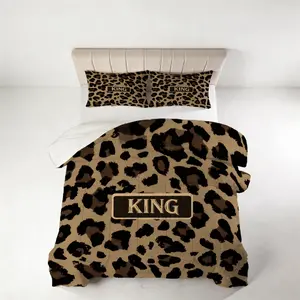 2/3-Piece Luxury Leopard Letter Print Comforter Set, features U-shaped quilting craftsmanship, soft, breathable, fade-resistant and cozy bedding, all-season suitable for bedroom and guest room home decoration(No Pillow Inserts Included)