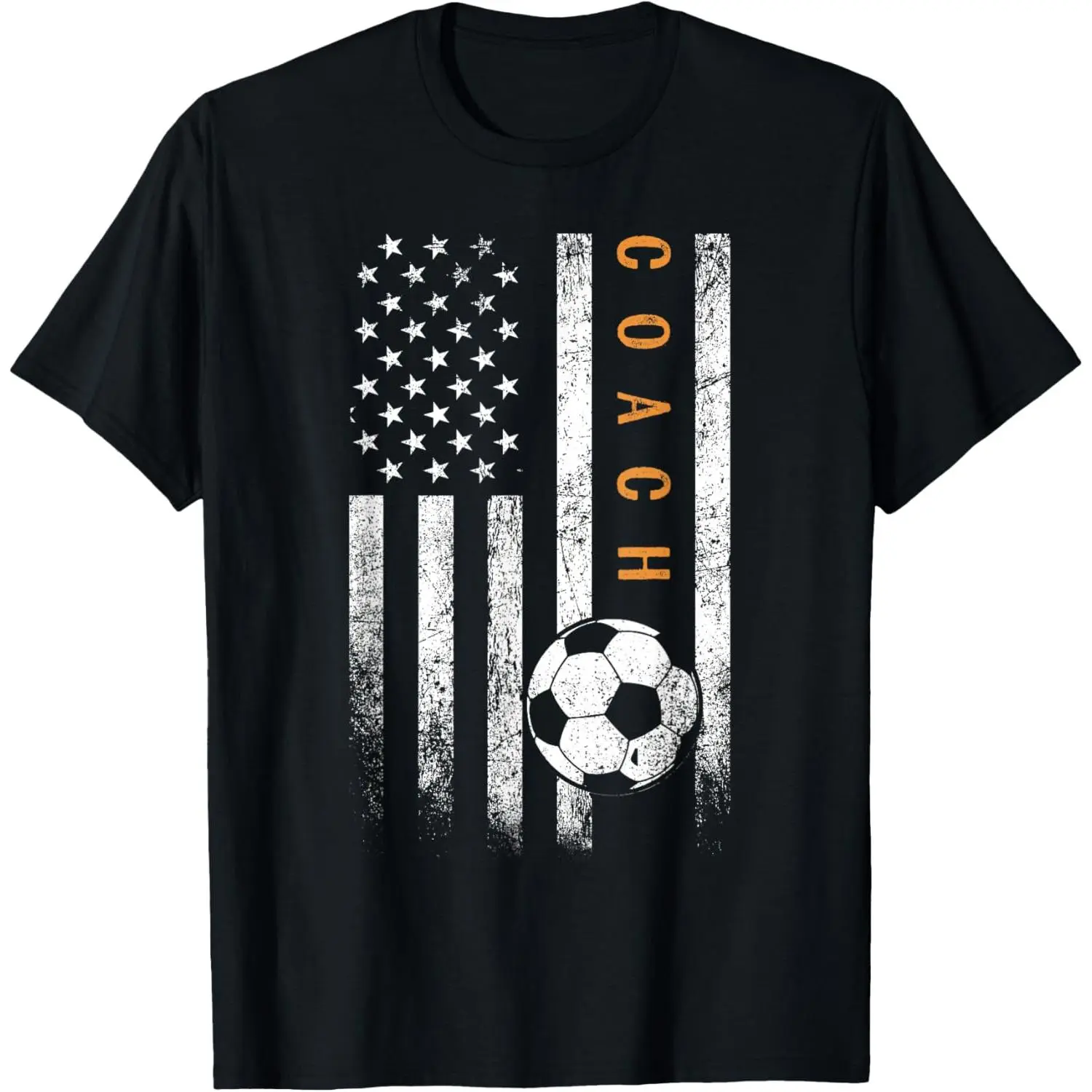 Soccer Coach American Flag Design Soccer Trainer Coaching T-Shirt Pure Cotton Graphic Tees Menswear Top: Gifts for Men & Women