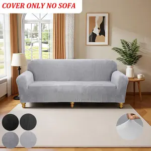 Silver Fox Fur Pure Color Sofa Cover, Fall Winter Edition, Ultra Soft Stretch Fabric, Elastic Detachable Easy Wash, Multiple Colors Available, Elastic Sofa Slipcover