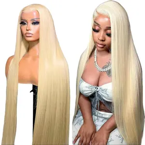 【Clearance Sale】180 Density 13x6 Straight Blonde 613 HD Lace Frontal Human Hair Wigs for Women Pre Plucked Natural Looking Wig with Realistic Hairline and Pre Plucked Design