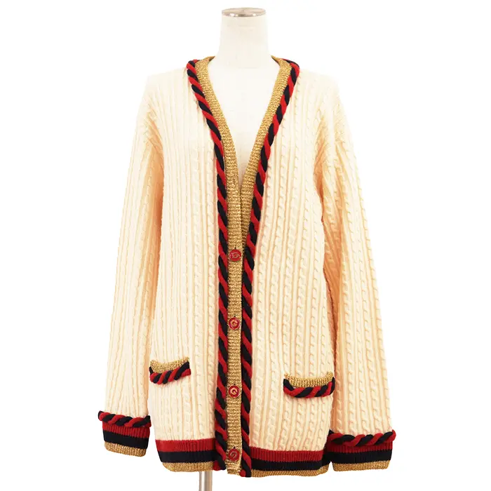 Pre-owned GUCCI Wool Small Leather Goods Cashmere Cardigan