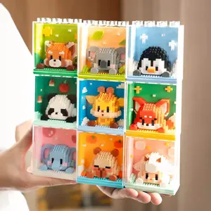 Cute Animal Design Micro Model Building Block, 1 Box Mini Animal Micro Model Building Block with Display Box, City Cartoon Animal Diamond Bricks Toy