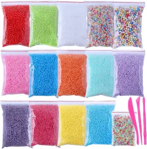 Summer Spring Gift Foam Balls for Crafts, 16 Sets with Tools (120,000 pcs) 0.08-0.32 inch Colorful Styrofoam Balls Beads for DIY Slime Decorative Arts