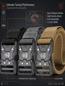 2026 New Release 3pcs Quick-Release Tactical Belt for Men Durable Nylon Workout Gun Belt Outdoor Training Hunting Hiking Suitable for All Seasons Sporty Style Plain Design