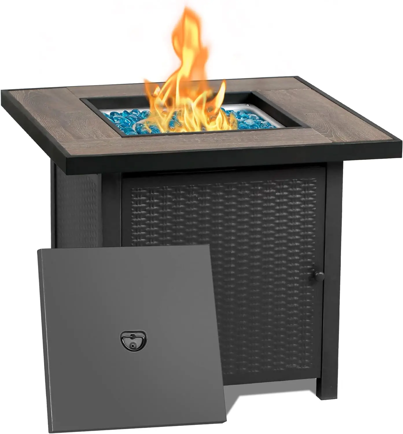 BALI OUTDOORS 30-Inch Propane Gas Fire Pit Table – 50,000 BTU Square Outdoor Fire Table with Fire Glass