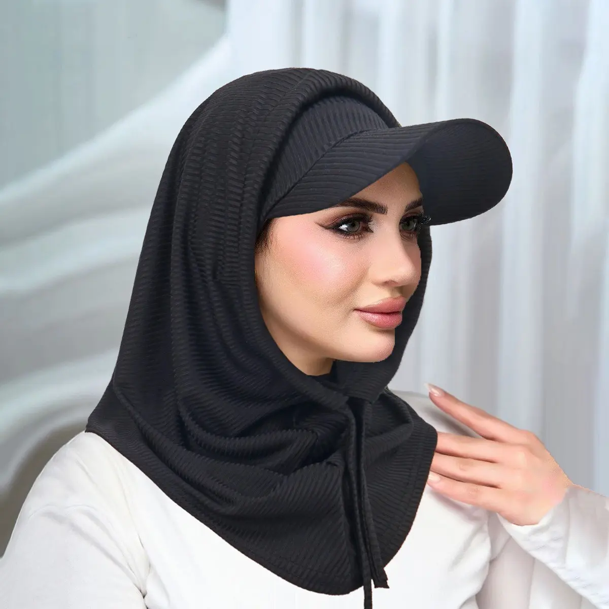 New Cycling Scarf Set, Women's Sports Headscarf Kit, Workout Hijab, Modesty Hijab, Muslim Headscarf Cover, Baseball Cap, Neck Protector, Muslim Hair Tie, Travel Essential, Three-In-One