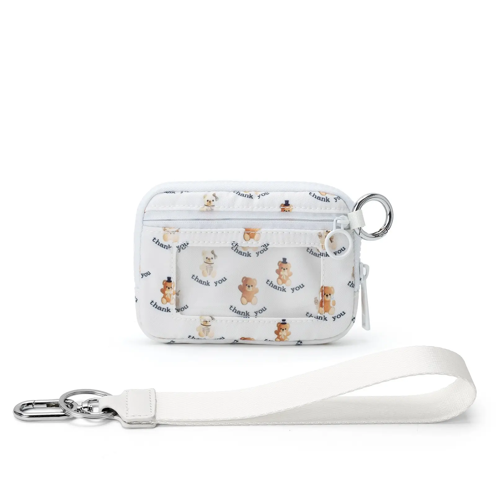 white＆brown Teddy bear print