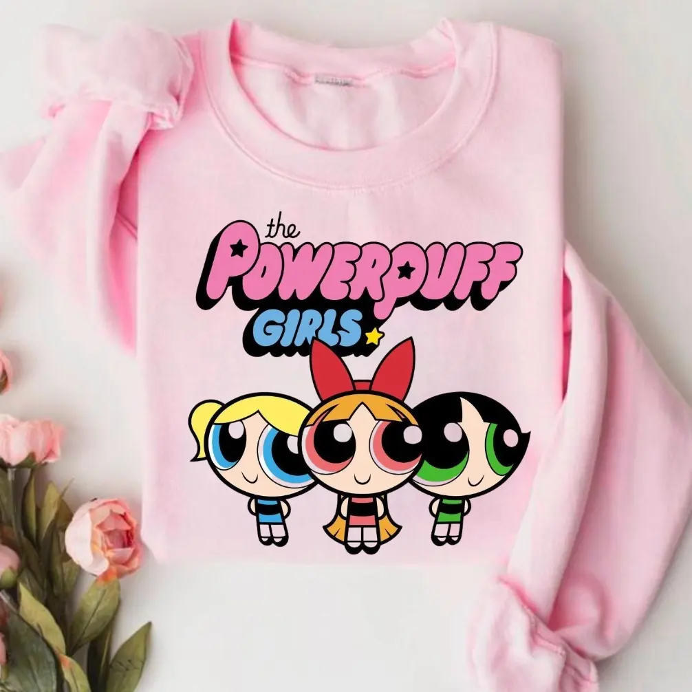 Powerpuff Girls Sweatshirt, Blossom Bubbles Buttercup HIM Mojo Jojo Crewneck, Cartoon Graphic Pullover, 90s Aesthetic Gift, Casual Streetwear Top for Men & Women