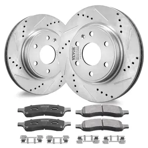 fathersdaygift VEVOR Front Brake Kit Compatible with 2007-2017 Chevy Traverse, Buick Enclave, GMC Acadia, Saturn Outlook, Drilled and Slotted Brake Rotors Ceramic Brake Pads Replacement Kit, 12.8 Front Rotors