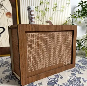 Wooden Money storage jar Money Bank, Countdown Money Saving Box with Dollars Target, Money storage jar with Money Target and Numbers to Check for Boys Girls