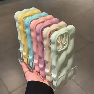 Luxury Wave Bubble Pattern Candy Color Phone Case For iPhone 17Air  17 16 15 14 13 Pro Max Plus Glossy Wrinkle Meteorite Soft Cover