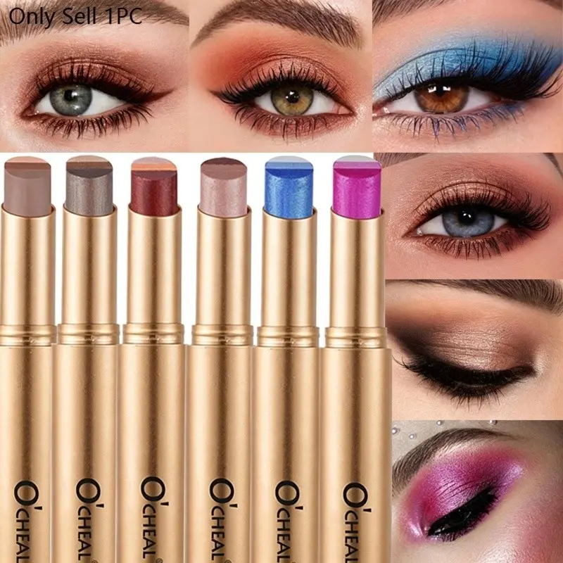 Three color matte pearlescent eye shadow stick waterproof durable gloss smoked eye makeup eye shadow stick Eyeshadow Stick Eye Makeup Products