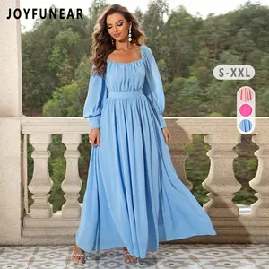 Clearance Joyfunear Women Elegant Pleated solid long Sleeve Chiffon Bridesmaid Dress