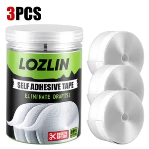 LOZLIN 3PCS 49FT Self-Adhesive TPE Weather Stripping Tape -  Door & Window Seal for Draft Proofing, Insulation and Gap Sealing Silicone door bottom anti  wind  draft  seal