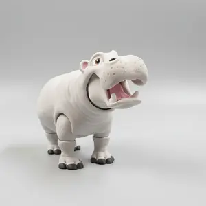 Hippopotamus 3D Print Decorative Display Piece in PLA Filament with Detailed Textures for Indoor Use