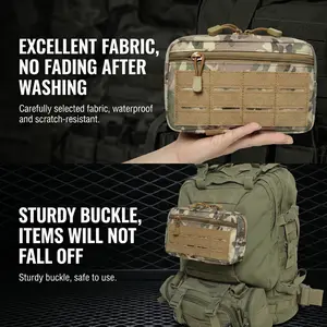 Molle Pouch 8.7"x5.3"x2.2" Durable 1000D Nylon Tool Pouch with Patch & Keychain Modular Storage Solution Essential Pack Waist Slip Pocket, Tactical Accessories