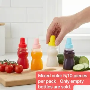 Mini Bear-Shaped Condiment Containers, Blue Lids, Portable Kitchen Gadgets Sauce Bottles for Ketchup Salad Dressing Soy Sauce