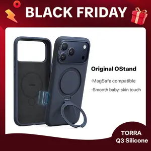 TORRAS Ostand Q3 Silicone for iPhone 17 Pro Max Case, Fit for MagSafe, 360 Spin Stand, Soft Liquid Silicone Cozy Grip, Camera Control, Protective Case