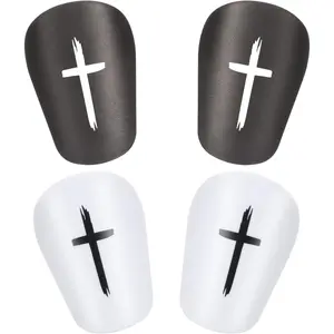 2 Pairs Black & White Cross Shin Guards Christian Faith Soccer Extra Mini Shins Guard 3 x2 Inch Small Shin Guards Comfortable Light Shin Pads Ultra Miniature Shins Guard Soccer for Men Women