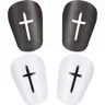 Christian Faith Cross Print Football Shin Guards - 2 Pairs Black & White 3x2in Ultra-Mini Lightweight, Short-Sock Fit, Breathable EVA Adhesive-Backed Foam Acetate Protective Gear with Ergonomic Design for Youth, Football Accessory