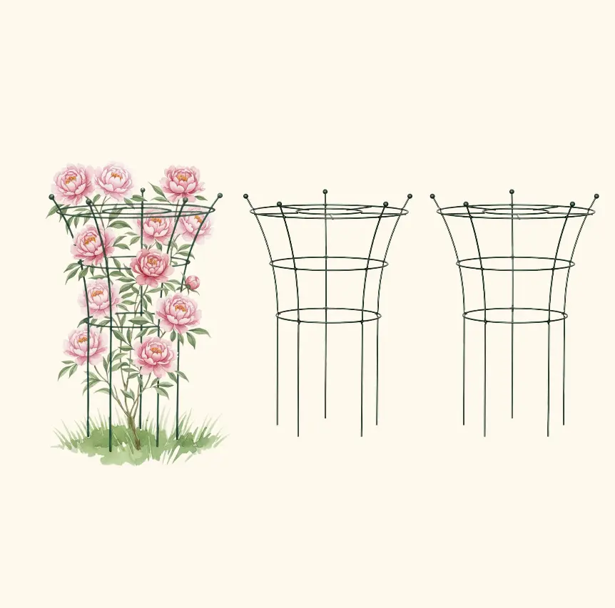 Vego Garden Flower Cage 2-Pack, Weatherproof Plant Support with Clean Lines, Enhances Garden Aesthetics