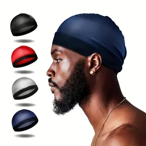 4pcs Luxurious Silky Wave Cap Compression Durag for Men - Soft, Stain-Resistant, and Breathable with Good Fit - Enhance Your Style and Hair Health with Perfect Hold for Adult Wave Hair - Bathroom Accessories for Men's Grooming