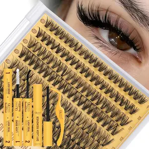 QUEWEL Lash Clusters Kit, 320 Pcs 30D+40D Lash Cluster Eyelash Extensions 9-16mm Lash Clusters Wispy Kit with Eyelash Clusters Bond and Seal Glue Remover Tweezers (30D+40D Kit)