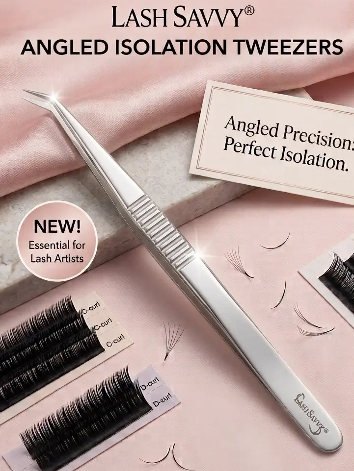 Angled Eyelash Extensions Isolation Tweezer - High Precision Tool for Eyelash Extensions, Beauty & Personal Care Accessory