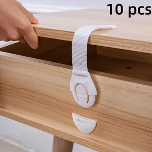 10 Piece Child Safety Cabinet Locks, Easy Install No Drilling, Durable Abs Plastic, Multi-Functional Security, Kitchen & Fridge Safe