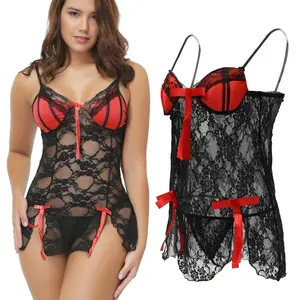 Sexy Lingerie For Women Lace Sleepwear Underwear With G String Chemise Dress Babydoll