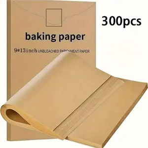 300Pcs Parchment Paper Sheets 9x13 In Unbleached Non-Stick Baking Grilling Air Fryer Steaming Precut Quarter Size For Bread Cakes Cookies