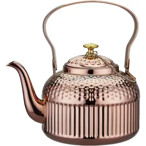 SANQIAHOME Antique 1.2L (40Oz) -1.5L(50Oz) Stainless Steel Teapot with Infuser copper silver or gold