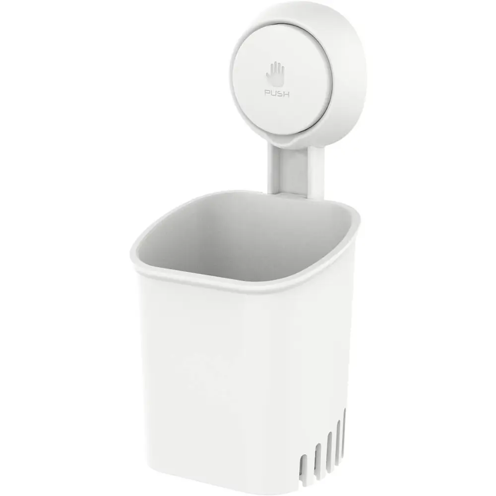 Stainless Steel-TPE Powerful Suction Cup Toothbrush Holder - 1 Drill-Free Waterproof Wall Organizer for Toothbrush, Toothpaste, Razor - Self-Draining Removable White Bathroom Holder, 1 Holder