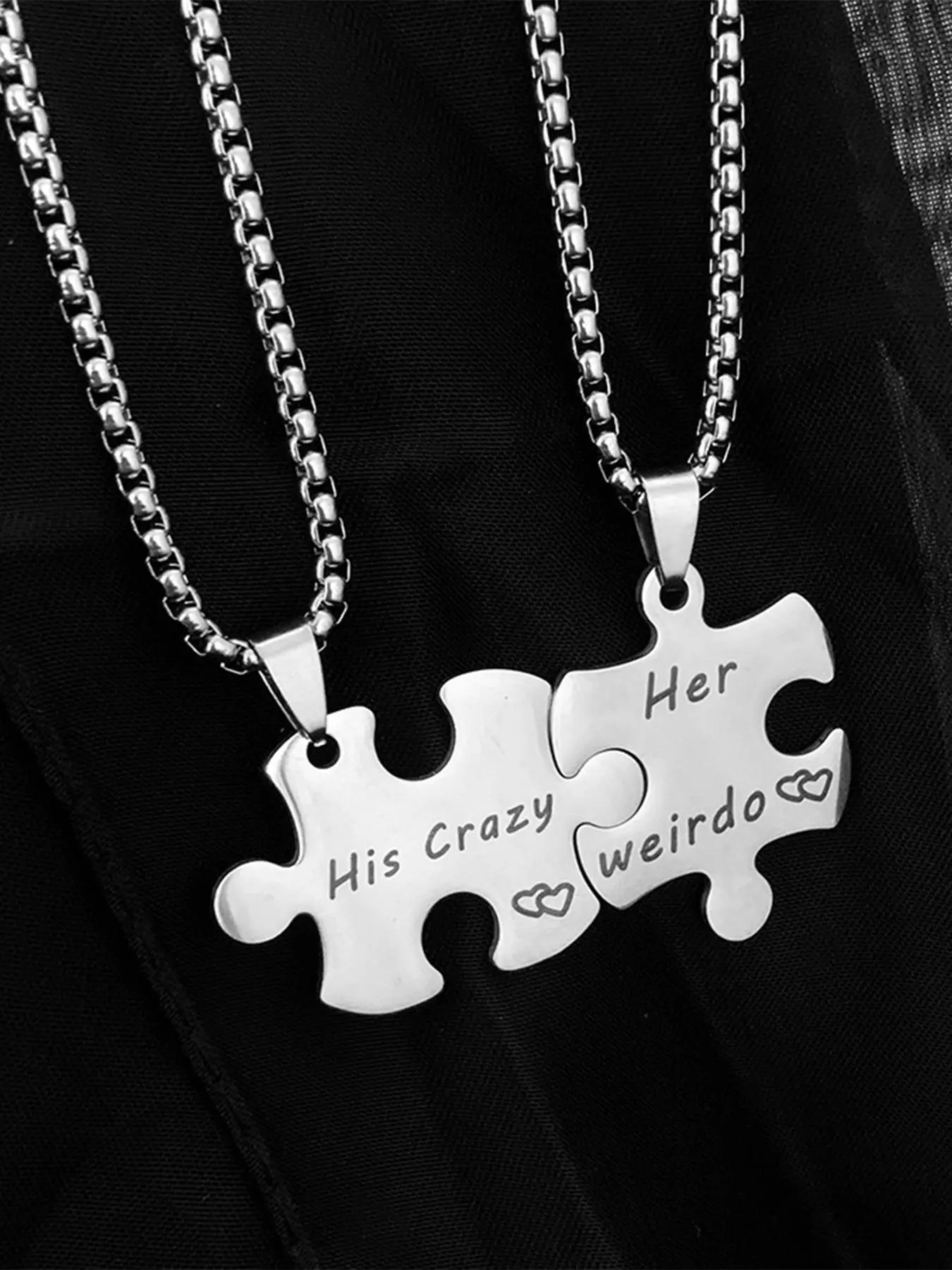 Creative Stitching Couple Pendant Necklace, Letter Design Couple Accessory for Women & Men, Trendy All-match & Exquisite Fashion Jewelry Party Jewelry for Birthday Gift, Letters Necklace