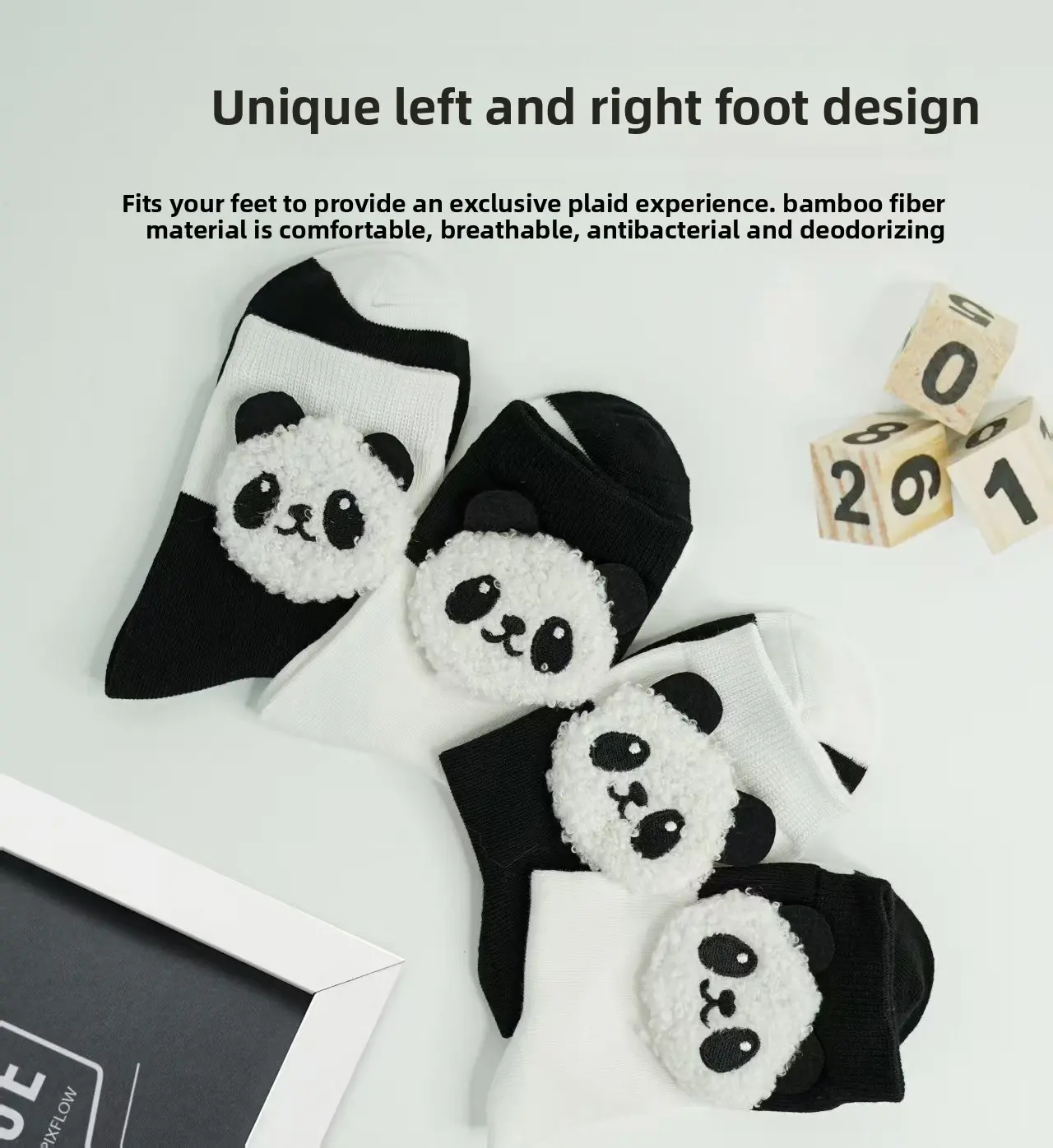 100% Natural Bamboo Fiber Ribbed Lightweight Cute Panda Hand Towels - Antibacterial, Absorbent, Soft, Stretchy, 3D Fluffy Panda Decoration, Matching Face Towels for Adults, Ankle-Loafers Compatible, Bathroom Home Festive & Party Gifting Option, Casual, An
