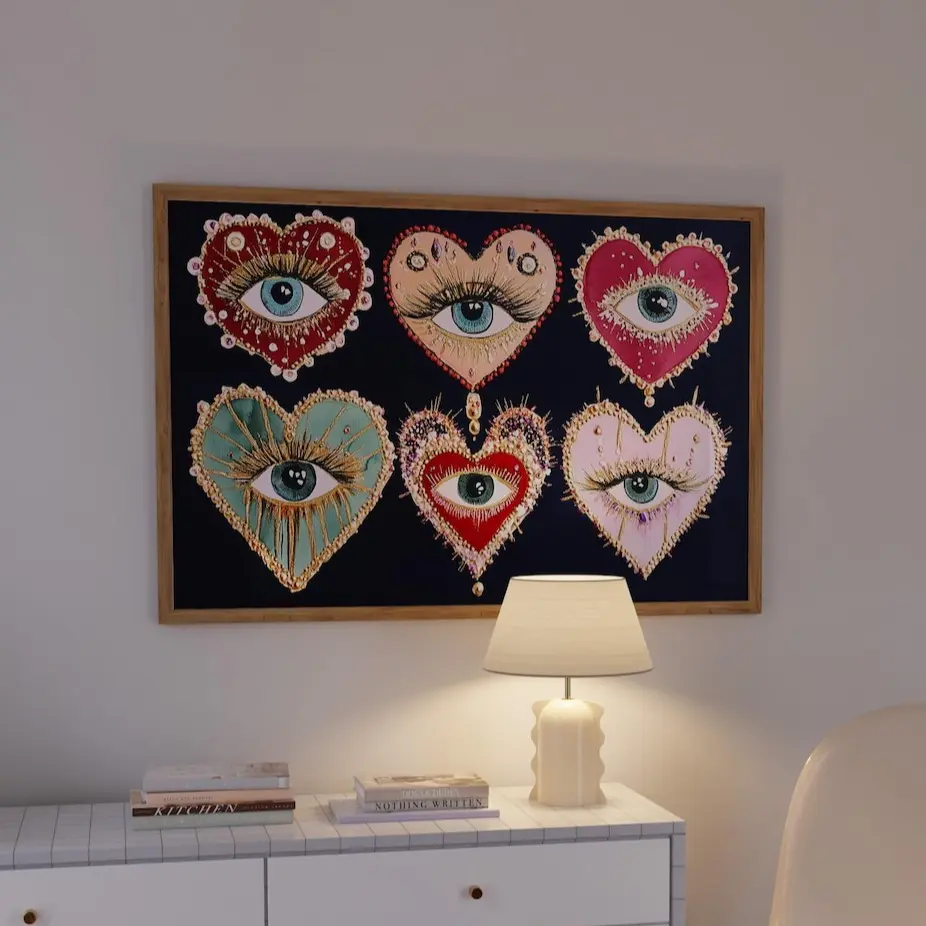 Heart Eye Print, Gothic Decor, Dark Aesthetic Poster, surrealist wall art, dopamine aesthetic, witchy, Jewel Toned Art, trippy, fantasy love decor, Eclectic Bedroom Wall Decor(Note: Frame shown for display only) Decoration Artistic
