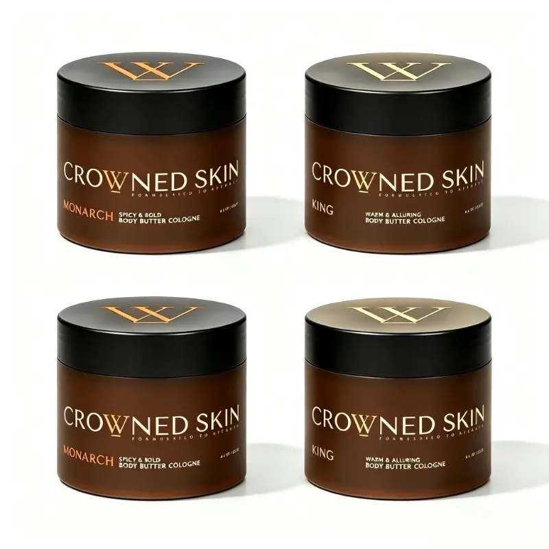 【Buy 2 Get 2 Free】4PCS King & Monarch Crowned Skin Body Butter Cologne Duo, Men Warm Spicy Scent Moisturizing Body Cream 4.4oz Each