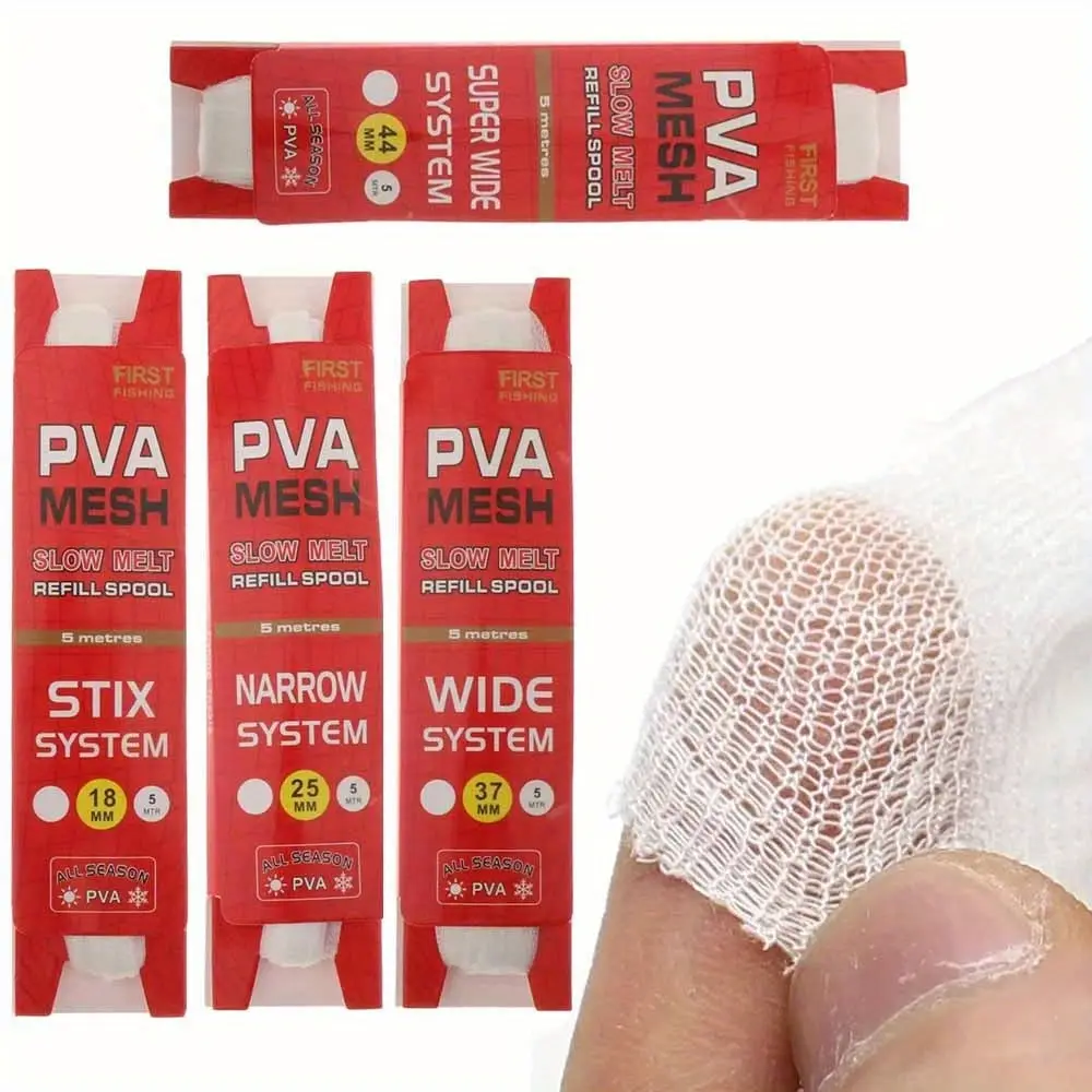 Carp Fishing Slow Melt PVA Mesh for Groundbait Feeder Water Soluble PVA Net Fishing Tackle Carp Fishing Stocking Boilie Rig Bait Wrap Bags Carp Fishing Equipment Fishing Gear Supplies