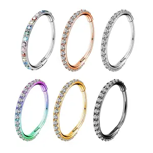 Oufer 18G CZ Nose Hoop, 316L Stainless Steel Nose Rings for Women, Fashion Body Jewelry for Daily Wear