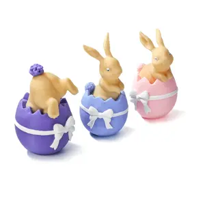 3pcs 3D Printed Easter Bunny Eggs, Cute Little Bunnies with Colorful Eggs, Delicate Easter Gift, Rabbit Figurines