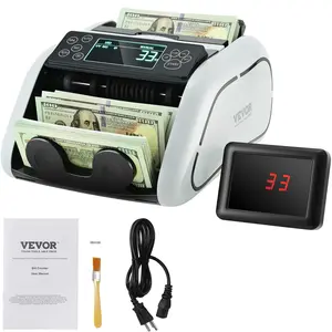 fathersdaygift  VEVOR Money Counter Machine, Bill Counter with UV, MG, IR and DD Counterfeit Detection, USD EUR Cash Counting Machine with Large LCD External Display for Small Business