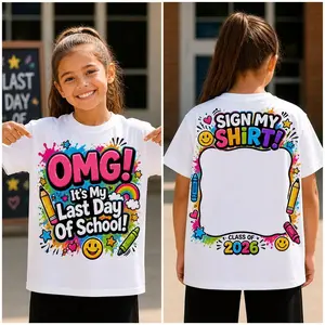 Last Day of School Shirt 2026, Sign My Shirt Design, OMG Dude Kids Tee, Student Autograph Shirt, End of School Year Sublimation File