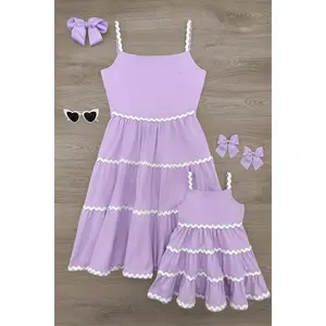 Mom & Me - Lavender Ribbon Ruffle Dress