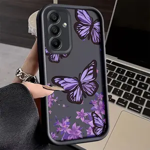 A purple butterfly design phone case, TPU shockproof full protection case, suitable for Samsung S21/22/23/24/25/NOTE20 PLUS ULTRA FE A13/14/15/16/17/33/34/35/36/52/53/54, an ideal gift for friends and family, T325