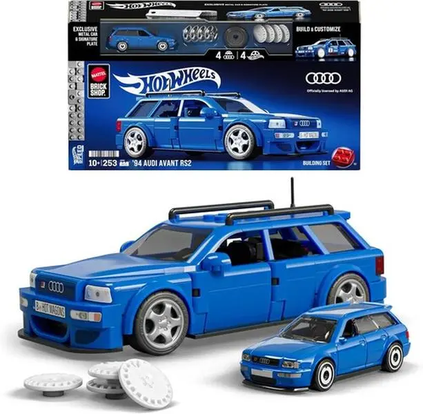 Mattel Brick Shop Hot Wheels '94 Audi Avant RS2 Building Toy Set with Collectible Die-Cast Car  [COLLECTIBLES] Brick