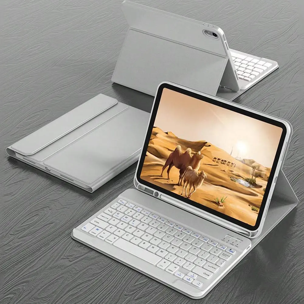 Keyboard Case Compatible with iPad Protective Cover, Supports Automatic Sleep/Wake Lid Writing Tablet Case Detachable Wireless Bluetooth Keyboard , Slim Lightweight Stand Cover With Pencil Holder Smart Tablet Accessories, Removable Cover